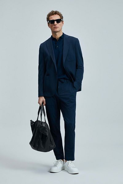 Lufian 111140170 Asel Sports Ανδρικό μπουφάν Blazer Slim Fit Ανδρικό παλτό Navy Blue