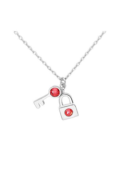 OEM Colier cu lănțișor din argint, Red Lock and Key