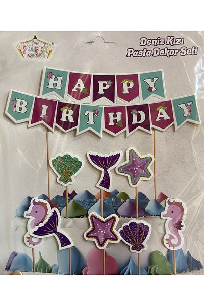 Deniz Party Store Mermaid Cake Decor Set of 2