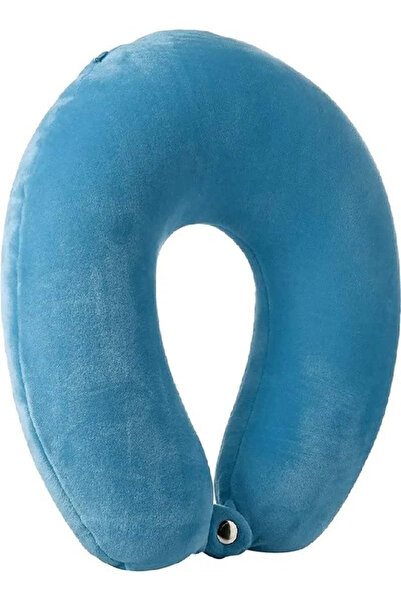 Generic U-Shaped Protective Neck Pillow – Memory Foam – Sky Blue – 32x30x10 cm – Travel Comfort