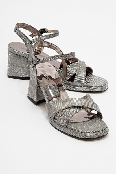 CCWAY AYAKKABI أحذية نسائية بكعب فضي بلاتين سيم