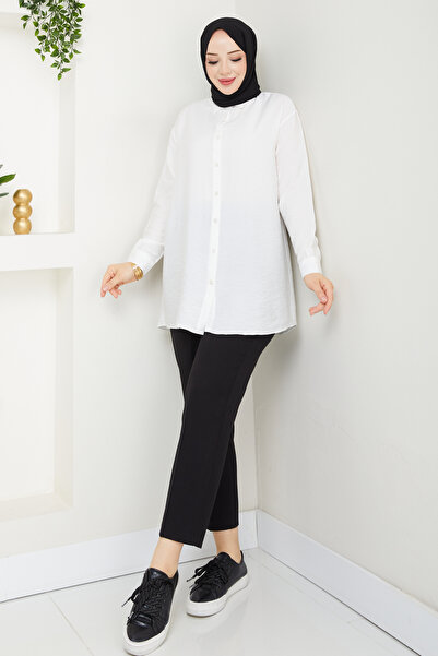 Pamuk Butik Women's Robe with Button Detail on the Back, No Show Lilium Shirt