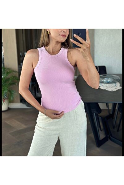 KAROL Yıkamalı yırtık detaylı arkası dikişli halter atlet