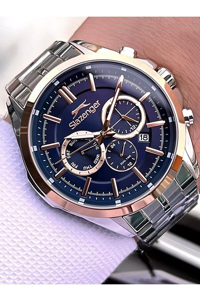 Slazenger Case and Cord Steel 2 Year Guarantee 10 Atm Functions Active Men Wrist Watch E.2567.M1