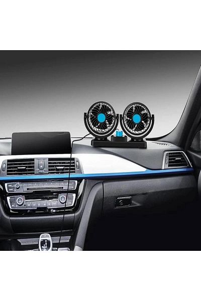 KARAKER Dual USB Car Fan 2 Speeds Rotating in All Directions