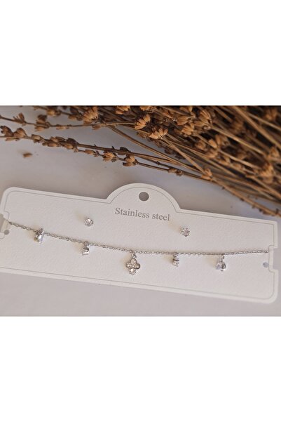 DEMİR ACCESORİES مجموعة أقراط قلادة من الفولاذ للنساء