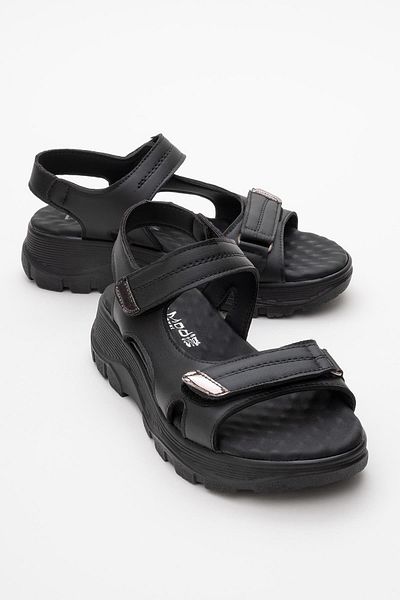 CCWAY AYAKKABI Women's Double Velcro Sandals Black