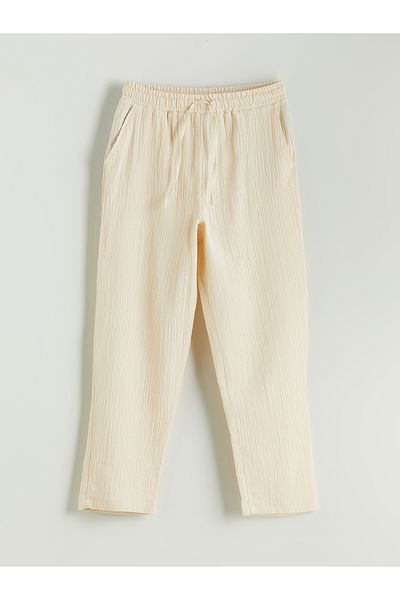 LC Waikiki Elastic Waist Textured Muslin Women's Trousers