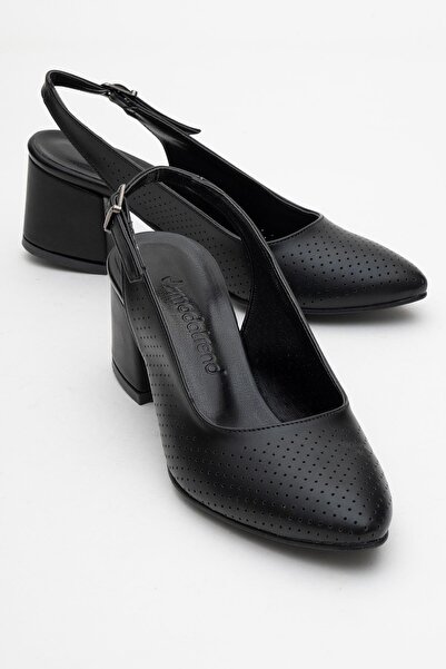 CCWAY AYAKKABI Studded Open Women's Heeled Shoes Black Skin