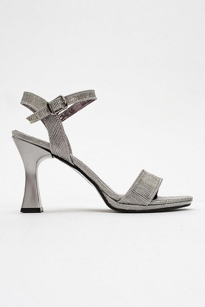 CCWAY AYAKKABI Women's Glitter Heeled Sandals Platinum Glitter