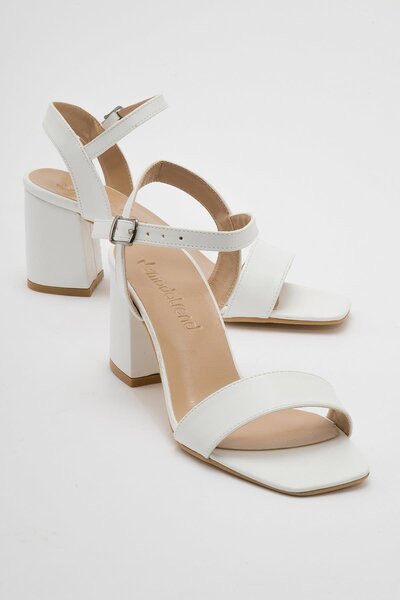 CCWAY AYAKKABI Single strap women's high heel sandal white skin