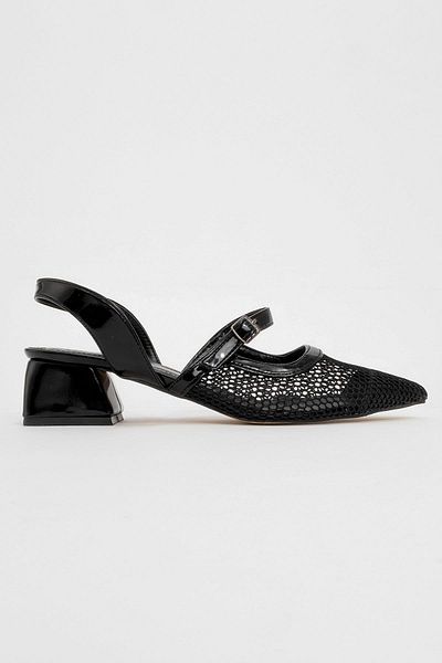 CCWAY AYAKKABI Women's Open Back Mesh Heeled Sandals Black