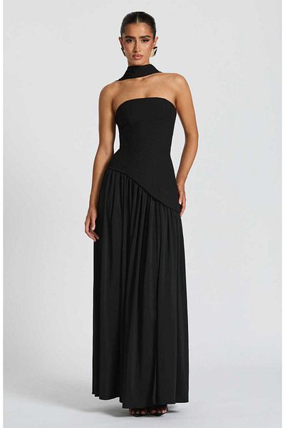 SEVENLINE Women's Scarf Strapless Maxi Length Dress