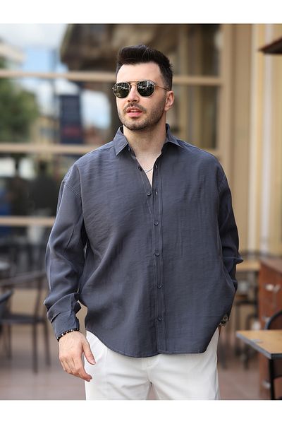 LUMAST Ανδρικό πουκάμισο Oversize Summer Light Ironing Οβάλ κομμένο Modal πουκάμισο