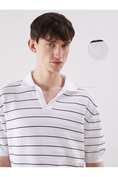 LC Waikiki Polo Neck Short Sleeve Men's Textured Knitwear Sweater