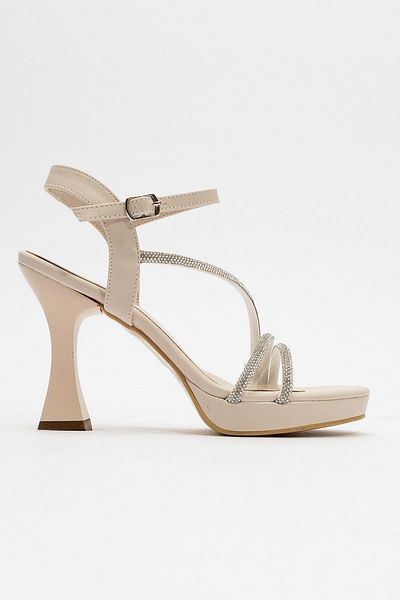 CCWAY AYAKKABI Women's Stone Heeled Shoes TEN SKIN