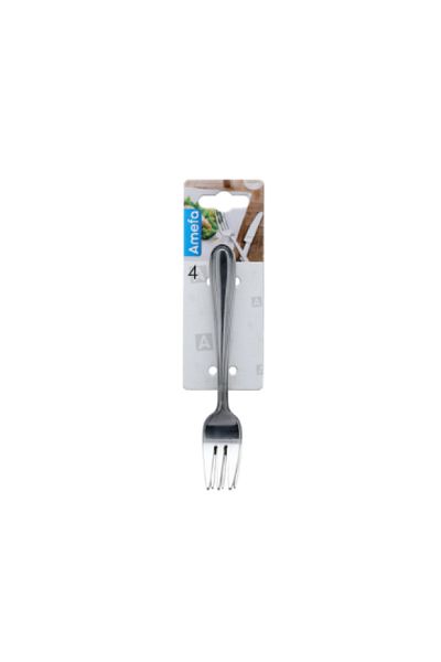 Amefa 4-Piece Stainless Steel Pearl Cake Forks on Hanging Card Silver