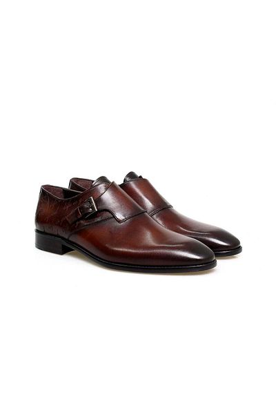 Butik Red Color Laceless Genuine Leather Men's Shoes