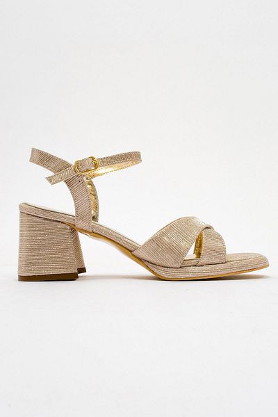 CCWAY AYAKKABI Women's Glitter Heeled Shoes Gold Sim