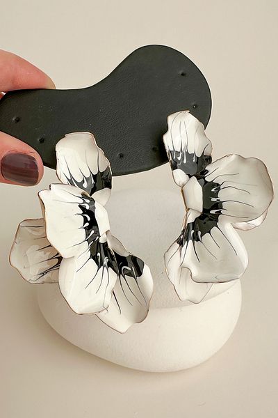 Modex Half Moon Patterned Light Flower Earrings (7cm)