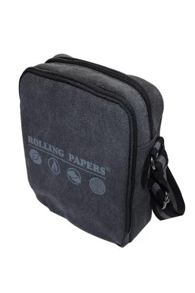 RAW Raw x Rolling Papers shoulder bag with 2 main zippered compartments, dimensions 23 x18 X 7c