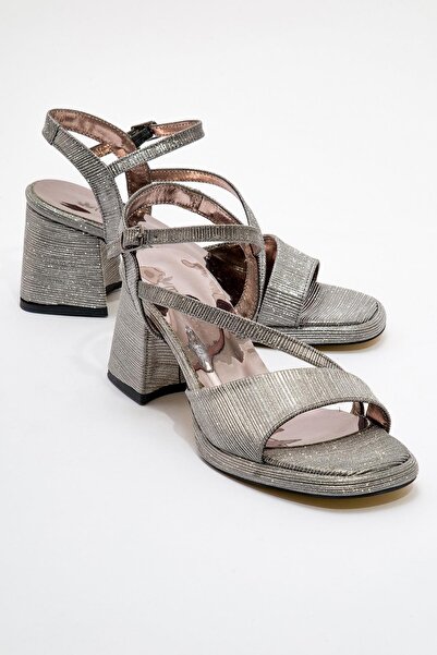 CCWAY AYAKKABI Pantofi cu toc argintiu de damă PLATINUM SIM