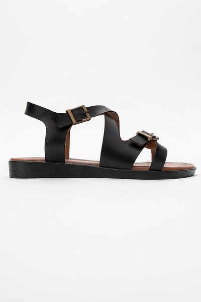 CCWAY AYAKKABI Cross Piping Women's Sandals Black