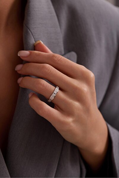 Tufanlar Kuyumculuk 14 Ayar Beyaz Taşlı Alyans Altın Yüzük