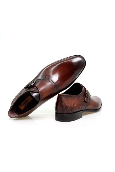 Butik Red Color Laceless Genuine Leather Men's Shoes