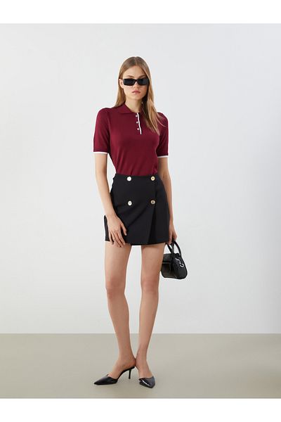 LC Waikiki Fusta mini cu nasturi cu talie elastica