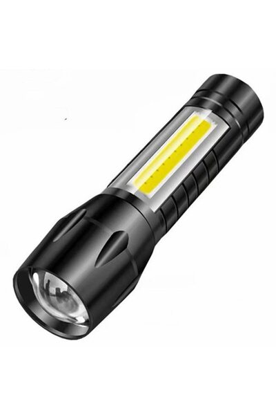 OEM Rechargeable Flashlight with Zoom, USB, Camping, Black/Yellow