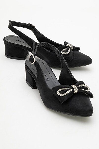 CCWAY AYAKKABI حذاء بكعب مفتوح للنساء من Stoned Bowtie باللون الأسود من RINGO