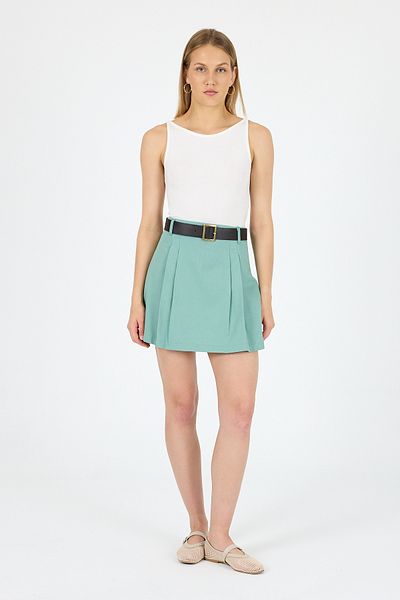 CEE Fashion Pleated Belted Shorts Skirt Xs- XXL