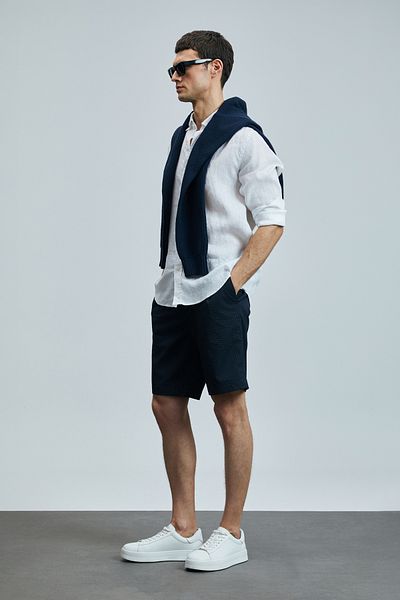 Lufian Cosmo Sports Men's Chino Shorts Slim Fit Navy Blue