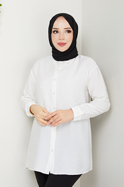 Pamuk Butik Women's Robe with Button Detail on the Back, No Show Lilium Shirt