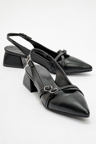 CCWAY AYAKKABI Women's Cross Strap Sandals Black Skin
