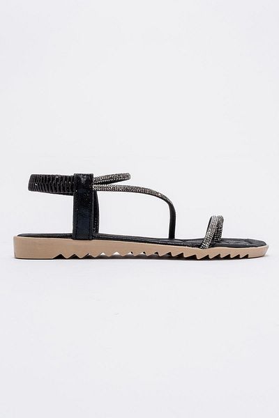 CCWAY AYAKKABI Women's Flip Flops Stone Sandals Black