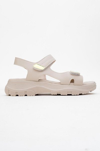 CCWAY AYAKKABI Women's Double Velcro Sandals Beige