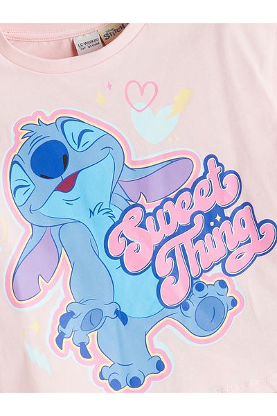 LC Waikiki Crew Neck Stitch Printed Girl's T-Shirt