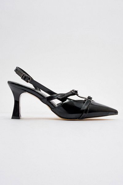 CCWAY AYAKKABI Women's Heeled Sandals BLACK Patent Leather