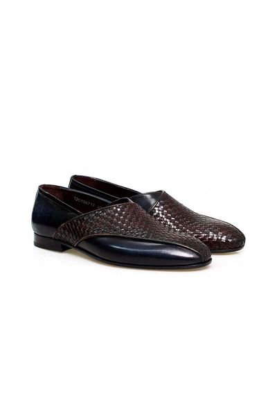 Butik Brown Laceless Khaki Leather Knitted Men's Shoes
