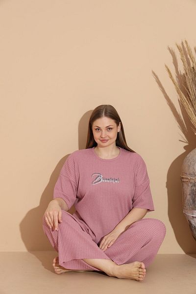 Intisimo Women's Pajamas, Cotton, Large Size, Beautiful, Powder Pink - 5xl