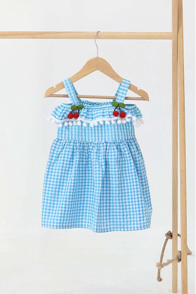 TOFİSA Girl's Turquoise Cherry Dress - 27164