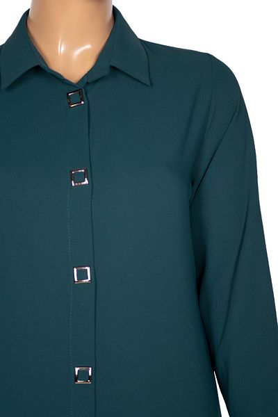 Hermevsim Hesna Women's Taylor Oversized Size Crepe Square Snap Oil Tunic