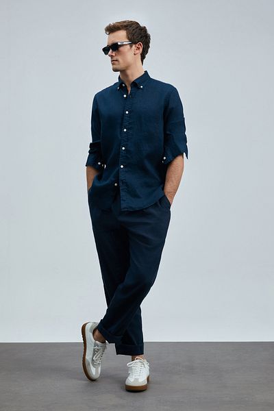 Lufian Tom Smart Men's Chino Pants Slim Fit Navy Blue
