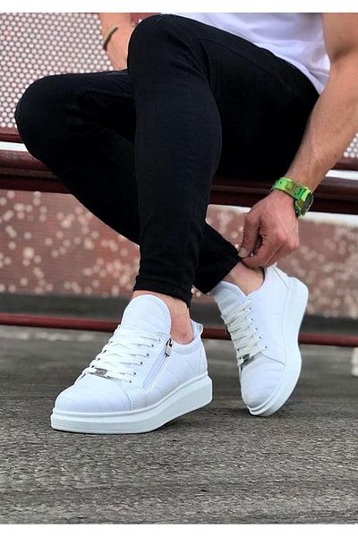 Celira Hs502 White Quilted Men's Casual Shoes