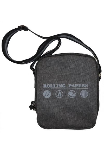 RAW Raw x Rolling Papers shoulder bag with 2 main zippered compartments, dimensions 23 x18 X 7c