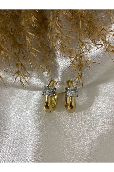 stainless steell Zircon Detail Hoop Steel Earrings