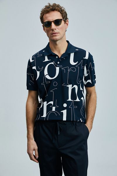Lufian Diamond Smart Men's Polo T-Shirt Navy Blue