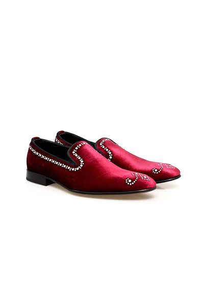 Butik Bordo Color Laceless Genuine Leather Velvet Men's Shoes